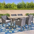 thumbnail image 3 of Temorah Outdoor 7 Piece Wood and Wicker Dining Set Gray and Gray, 3 of 13