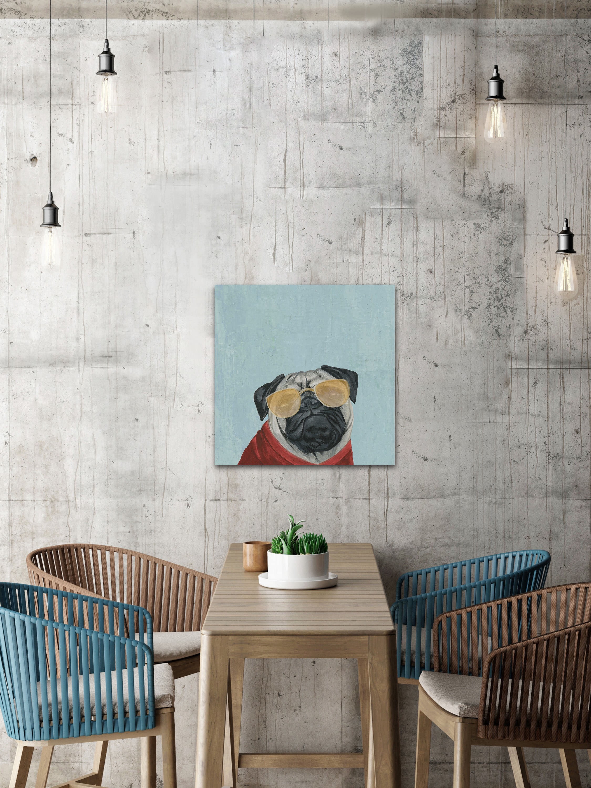 Marmont Hill "Grimace Face with Eye Glass" Painting Print on Wrapped Canvas