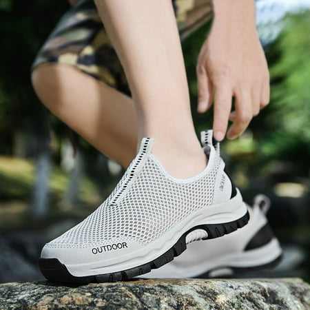 

Mens Shoes Summer Large Size Casual Hollow Out Breathable Mesh Casual Shoes Running Sneakers White 8