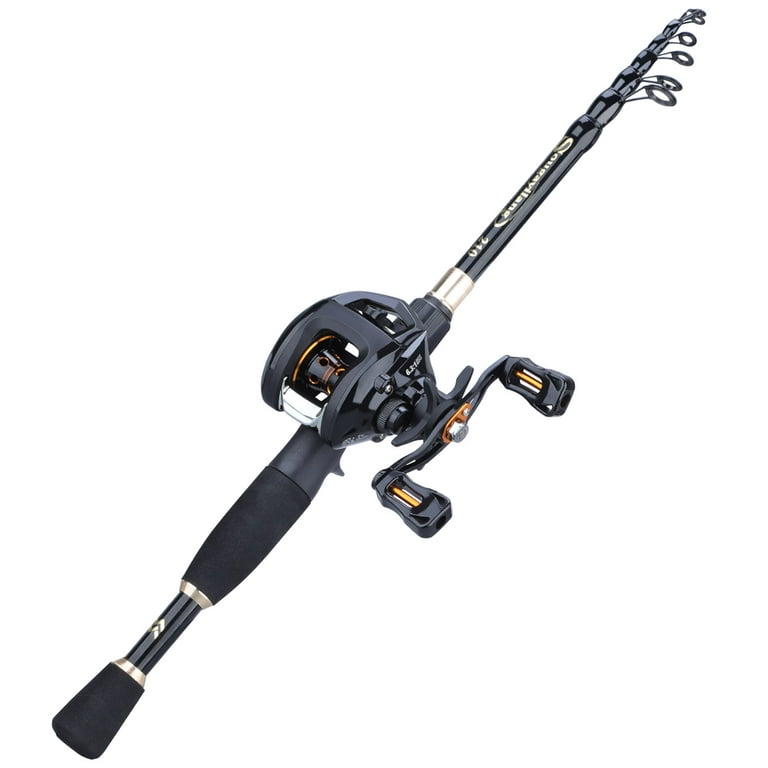 Sougayilang Baitcasts Full Kits Telescopic Rod and 121bb Baitcasting Reel for Travel Carp Bass Trout Fishing, Size: 5' 10 -Left Hand