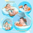 thumbnail image 3 of Mambobaby Non-Inflatable Baby Pool Float with Tail and Canopy UPF 50+ Sun Protection No Flip Over Infant Swim Float Skin-Friendly Mambo Float Swim Trainer Solid Baby Swimming Ring Foldable Style, 3 of 9