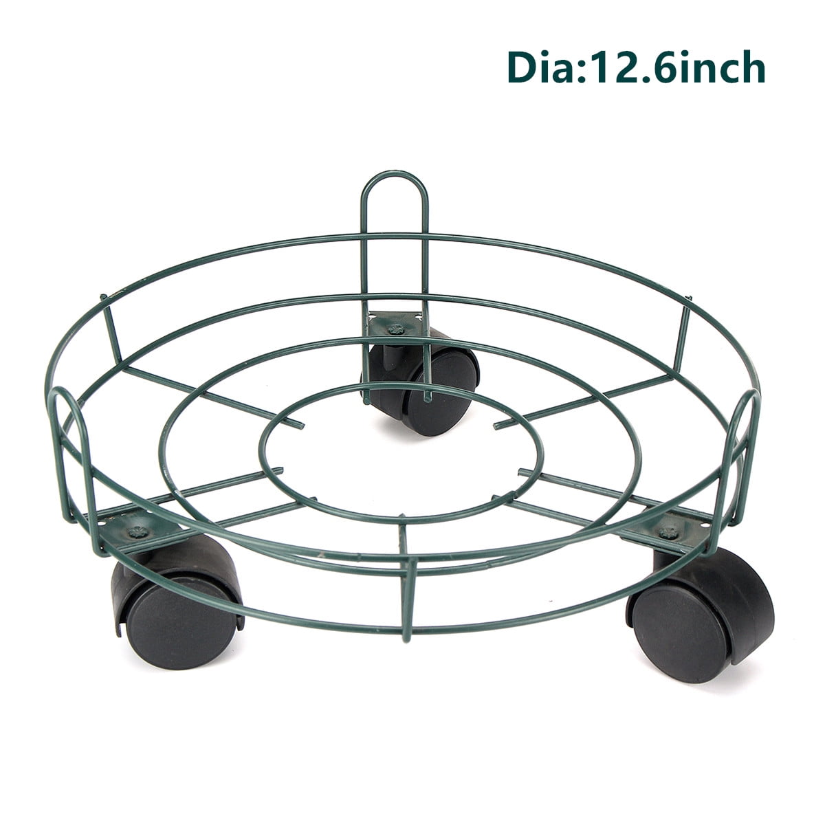 9.8/12.6inch Metal Plant Caddy Heavy Duty Iron Potted Plant Stand With Wheels Round Flower Pot