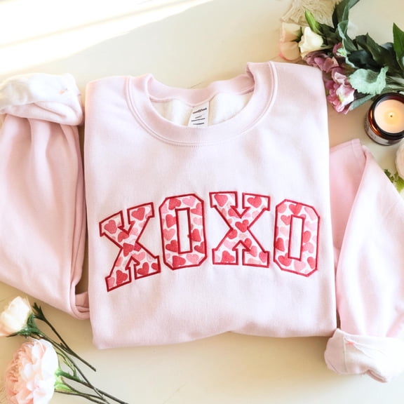 Embroidered XOXO Sweatshirt: Valentine's Day Couple Sweater