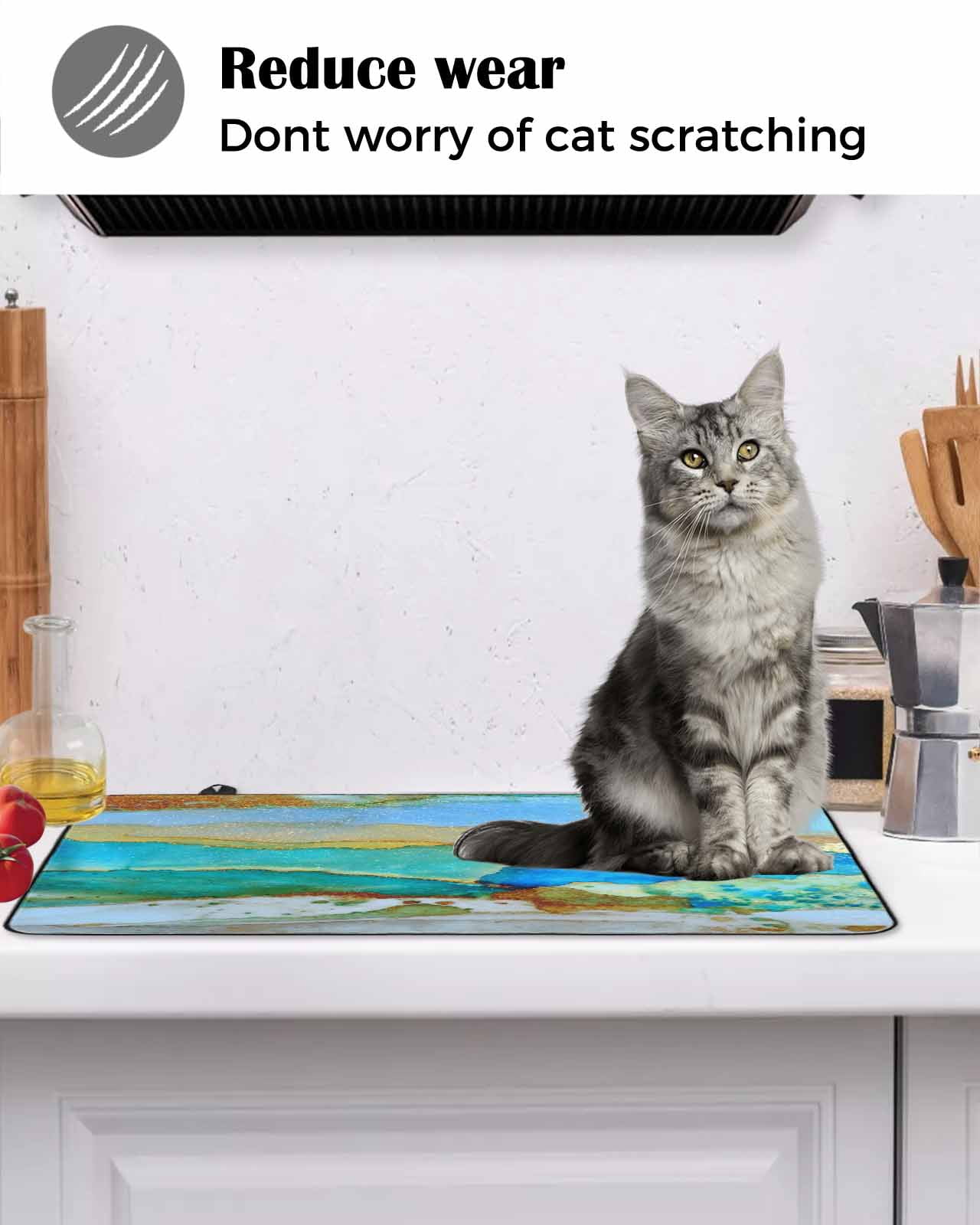 Large Induction Cooktop Protector Mat Watercolor Marble Stove Top Covers for Electric Stove, Vintage Abstract Marble Texture Decorative Stove Burner Cover Mats, Glass Top Stove Cover