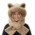 thumbnail image 6 of Tumao Scarf Hat with Fox Ears, Hooded Warm Scarf Fluffy Soft Bear Warmer Neck, Winter Cozy Gifts, 6 of 6