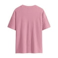 thumbnail image 4 of TrdSipl Mens Summer T Shirts Casual Ribbed Jacquard Textured T-Shirt Round Neck Fashion Tees Pink M, 4 of 4