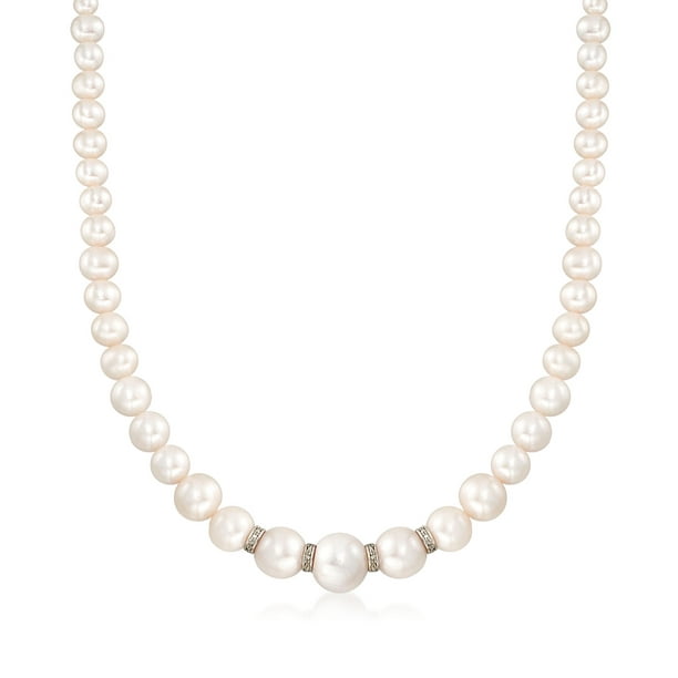 Ross-Simons - Ross-Simons 5-11.5mm Graduated Cultured Pearl Necklace ...