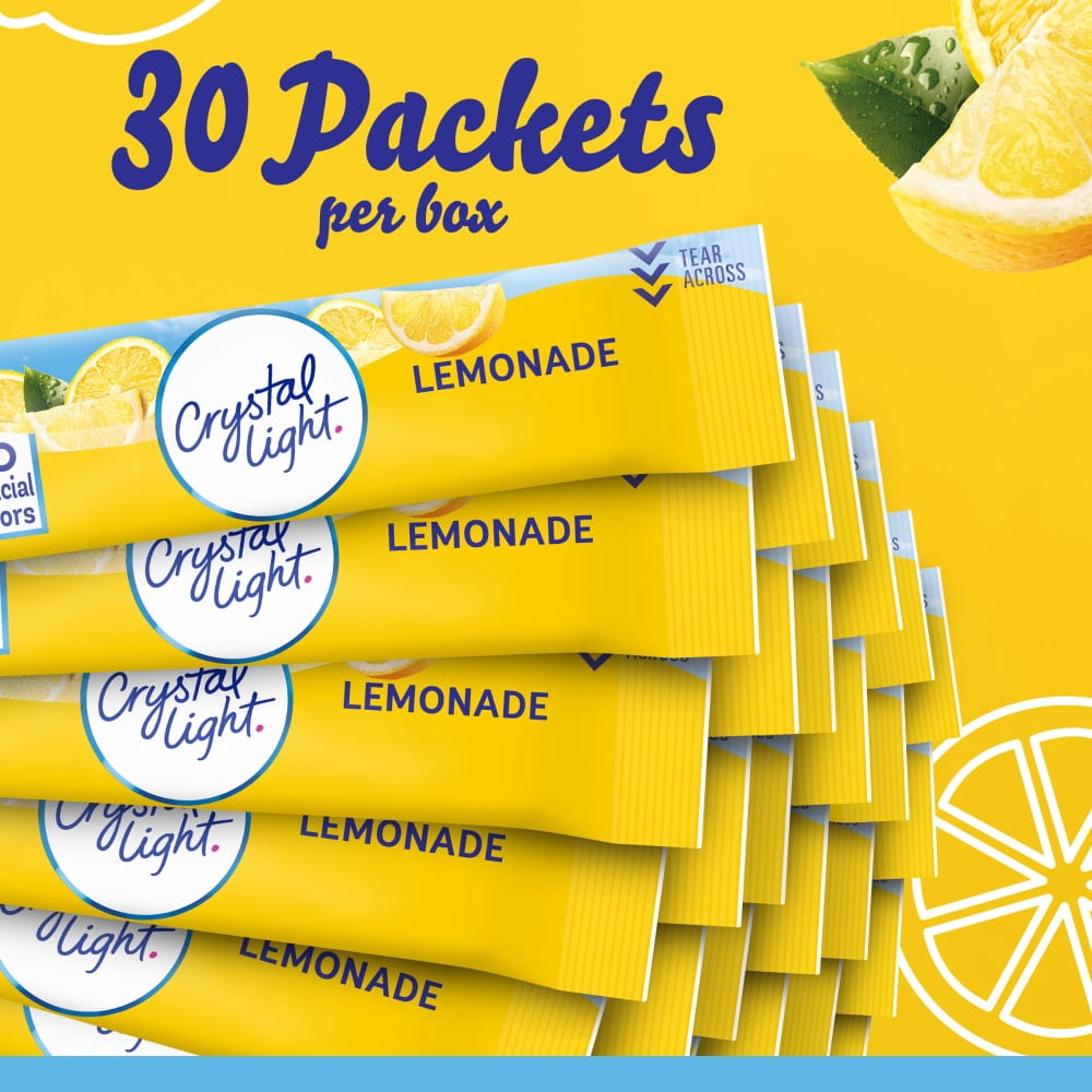 Pack of 3 Crystal Light Zero Sugar Lemonade Drink Mix Packets, 30 Packets (packaging may vary)