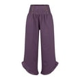 thumbnail image 3 of frariair Linen Pants Women Palazzo Summer High Waisted Wide Leg Pant Pleated Beach Travel Trousers With Pockets Purple, 3 of 8