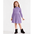 thumbnail image 4 of Lanbubble Toddler Girls Long Sleeve Turtleneck Dress Ribbed Knit A Line Fall Winter Clothes 2-7 Years, 4 of 5