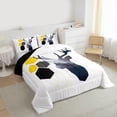 thumbnail image 4 of Homewish Safari Moose Deer Bedding Comforter Set,Modern Hockeycomb Hexagon Twin Comforter Sets,Gray White Black Bedding Set For Girl Kids,Super Cozy Room Decor Reversible,2pcs, 4 of 9