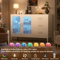 thumbnail image 3 of Homieasy Sideboard Buffet Cabinet with 3 Wood Drawers, Storage Cabinet with Power Outlet, Coffee Bar Cabinet with LED Light, Modern Cabinet Console Table for Kitchen Dining Room, White, 3 of 8