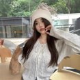 thumbnail image 2 of Suéter pequeño y fresco de estilo japonés con tiras retorcidas para mujer en otoño e invierno retro dulce suelto ropa exterior corta top de punto elegante, 2 of 5