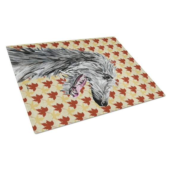 Carolines Treasures SC9693LCB Scottish Deerhound Fall Leaves Glass Cutting Board Large, 12H x 16W, multicolor
