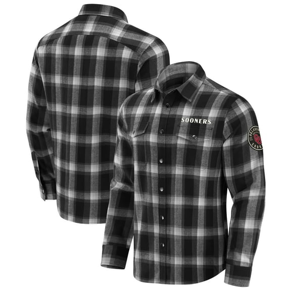 Men's Darius Rucker Collection by Fanatics Black Oklahoma Sooners Flannel Plaid Full-Snap Shirt