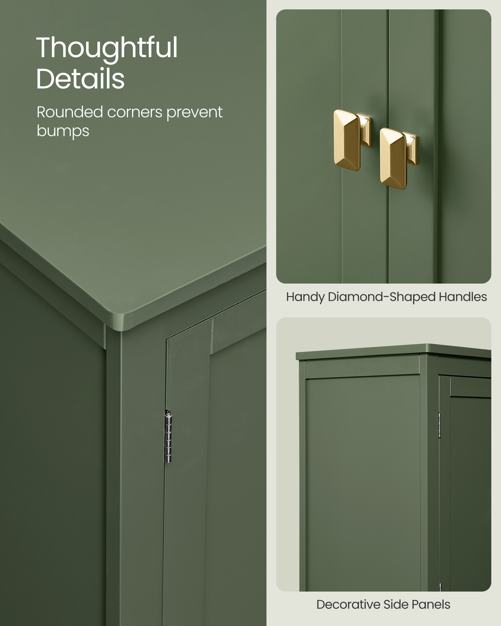 Floor Storage Cabinet,  Storage Unit, Freestanding Cabinet with 4 Doors, 11.8 x 23.6 x 43.3 Inches, Forest Green