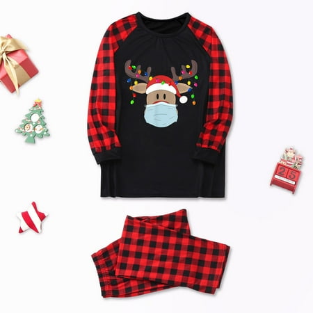 

Christmas Parent-child Warm Christmas Set Plaid Printed Home Wear Pajamas Two-piece Mother Set Christmas Pajamas for Family