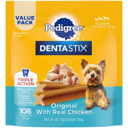 Pedigree Dentastix Original Flavor, Toy & Small Breed Dog Treats, 1.63 Lb. Bag