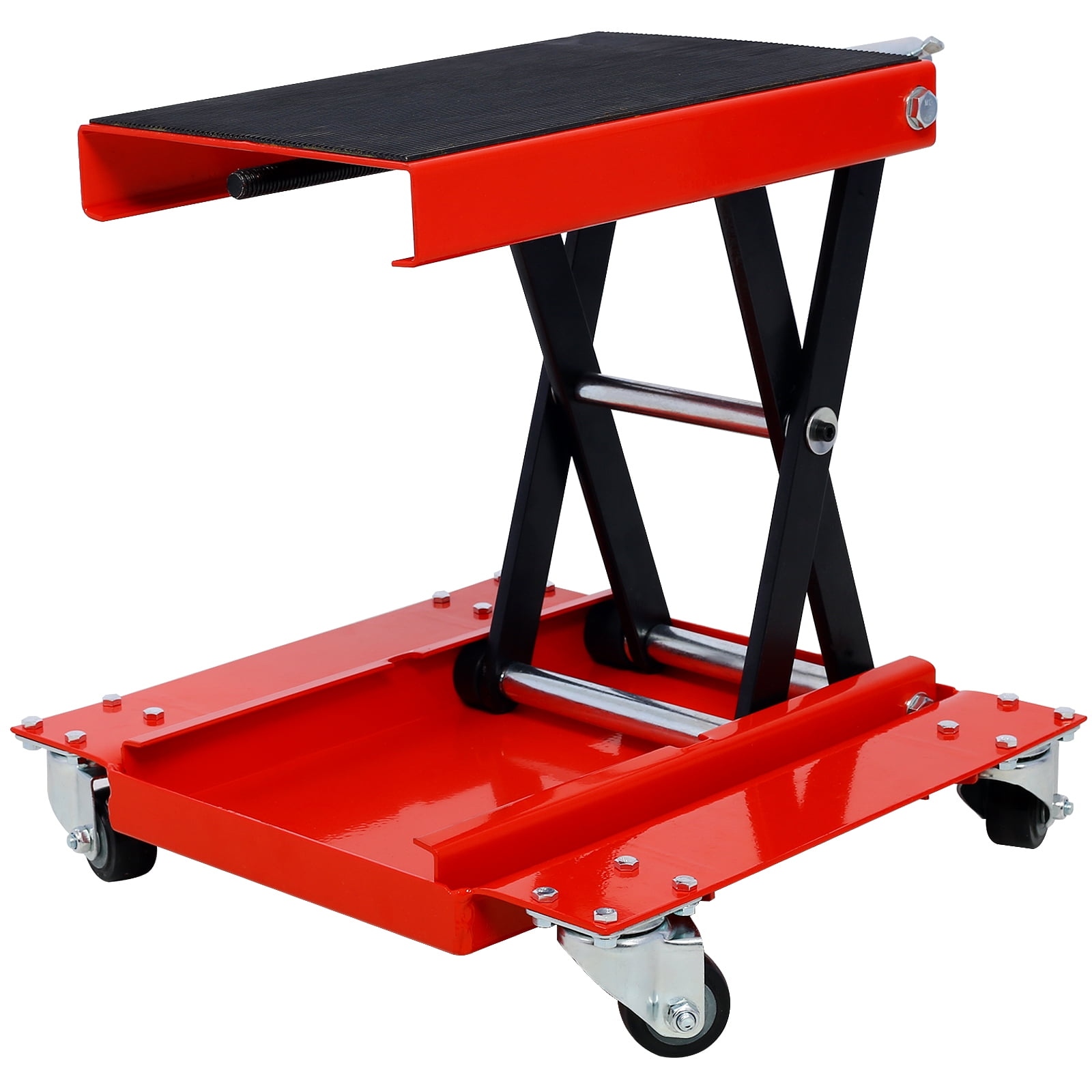 1100lb Reinforced Scissor Lift Jack Portable Bike Rack Steel Casters Motorcycle Stand Wheel Engine Stand - Easy Maneuverability