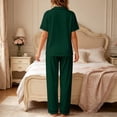 thumbnail image 3 of MEZZALL Women's 2 Piece Pajama Set Short Sleeve Button Down Tops With Long Pants Sleepwear with Heart Printed Pocket Summer Loungewear Versatile Pjs, 3 of 4