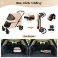 thumbnail image 6 of LAUSAINT HOME 4 Wheels Pet Stroller, Foldable Extra Large Dog Stroller for Medium & Large Dogs/Cats with Built-in Access Ramp, Dog Carrier Cat Stroller with Breathable Mesh, Khaki, 6 of 9