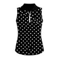 thumbnail image 4 of Fshinging Women's Sleeveless Golf Polo Shirt Elegant Polka Dot Zip Up Tennis Top Black L, 4 of 4