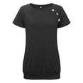thumbnail image 7 of TEMOFON Women's Tops Short Sleeve Blouse Summer Casual T Shirts Loose Fit Tunic Top with Side Button Black Tees, 7 of 7