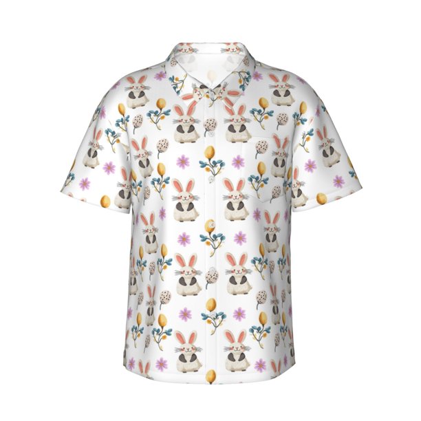 Balery easter Camisas hawaianas de manga corta para hombre, camisas playeras de corte holgado, camisas de vacaciones con botones,XX-Large