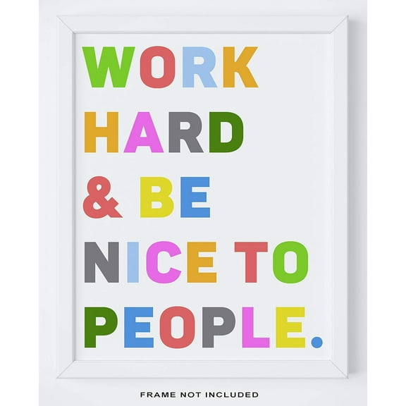 K&L Design Co: Motivational Wall Art Decor - 11x14" Unframed Typography - Work Hard