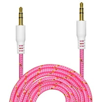 3 x Premium 3.5mm Nylon Tangle Free Auxiliary Aux 3 Feet Male to Male Stereo Audio Cable for Headphones, iPods, iPhones, iPads, Home / Car Stereos and More - Pink