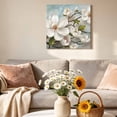 thumbnail image 6 of Canvas Wall Art Magnolia Farmhouse Canvas Art Print White Floral Vintage Pastoral Botanical Pictures Wall Decor for Living Room Bedroom Artwork Decorations Stretched Framed Ready to Hang 8"x8", 6 of 9