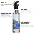 thumbnail image 3 of Yayeee 20oz Insulated Water Bottle Double Wall Stainless Steel with Flip Straw Lid, Green Seaside, 3 of 7