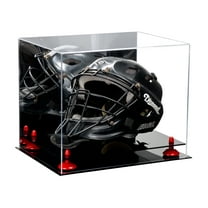 Deluxe Acrylic Catchers Helmet Display Case with Red Risers and Mirror (A002-RR)