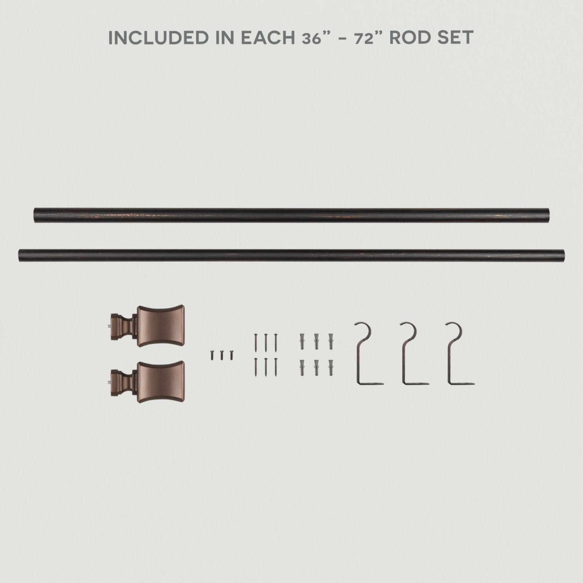 Exclusive Home Loran 1" Window Curtain Rod and Finial Set, Adjustable 36"-72", Oil Rubbed Bronze