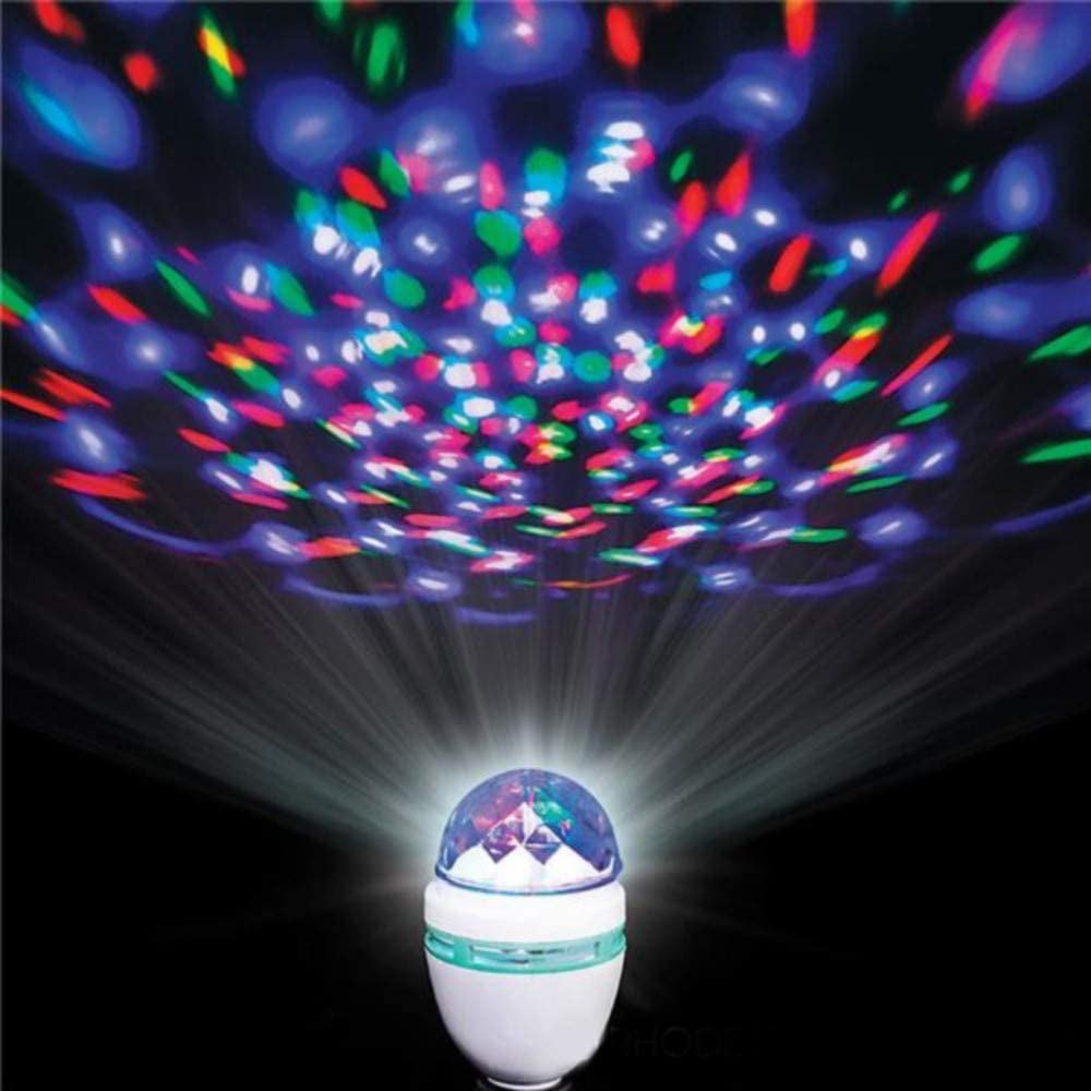 XUNATA 2-Pack Rotating LED Strobe Bulb RGB Multi Changing Color Crystal Stage Light E27 LL012E27-LA-002