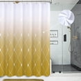 thumbnail image 1 of Ensemble de Rideau de Douche pour Salle de Bain Rideau de Douche Blanc Rideau de Douche Ombré avec Crochets Rideau de Douche Hydrofuge Tissu en Lin Rideaux de Douche Baignoire Hôtel, 72x72 Pouces, Or, 1 of 5