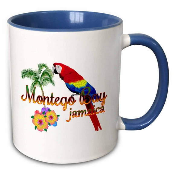 3drose, Island Souvenir in Jamaican Colors for Montego Bay, Jamaica., 11oz Two-tone Blue Mug