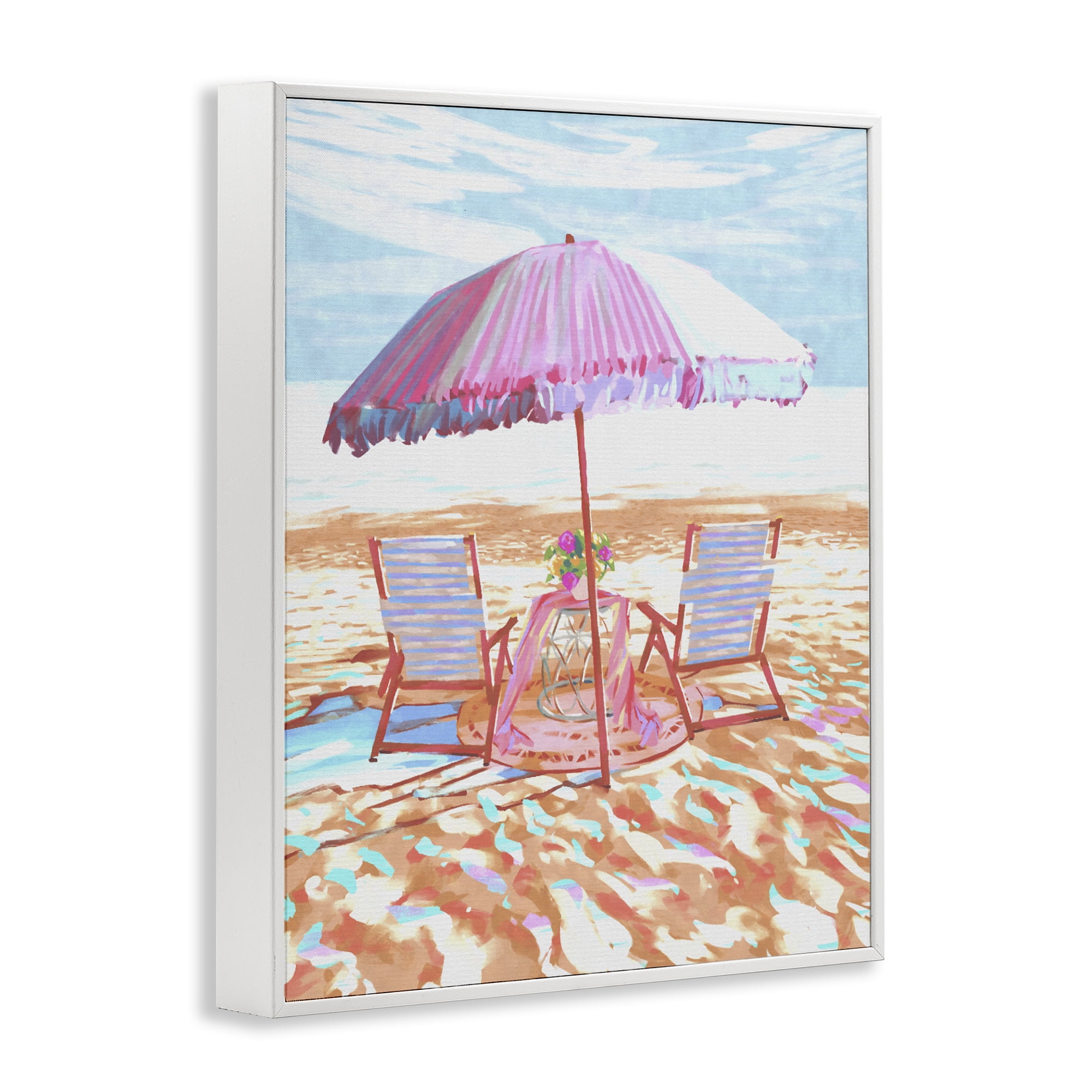 Stupell Industries Seaside Summer Picnic For Two White Framed Giclee Art, design by Ziwei Li