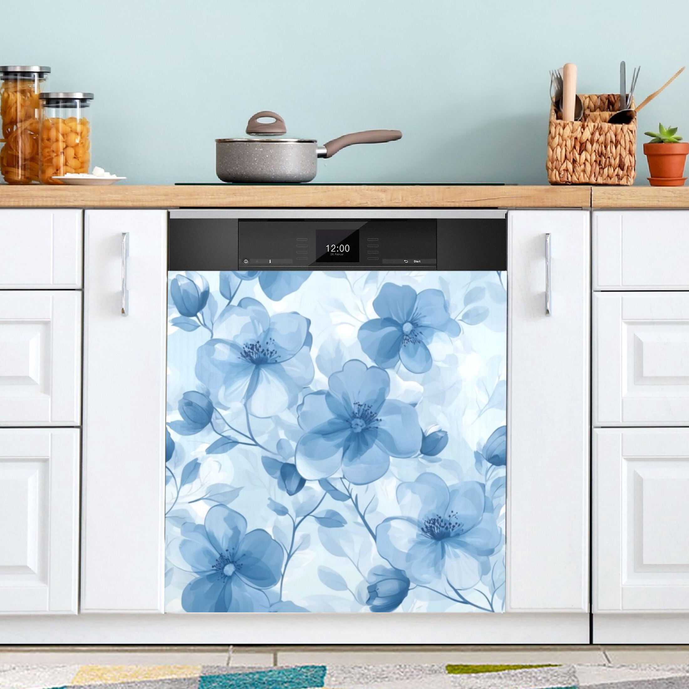 Dishwasher Magnetic Sticker 23x26 Inch Refrigerator Magnetic Sticker Washing Machine Magnetic Sticker Kitchen Panel Magnetic Sticker Home Decor Pretty Lovely Flowers Seamless