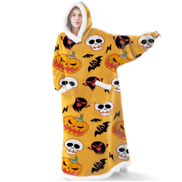 Manta de franela súper larga con mangas para parejas, bata acogedora, cálida para el hogar, sudaderas con capucha de invierno, manta de TV de lana, regalo de gran tamaño