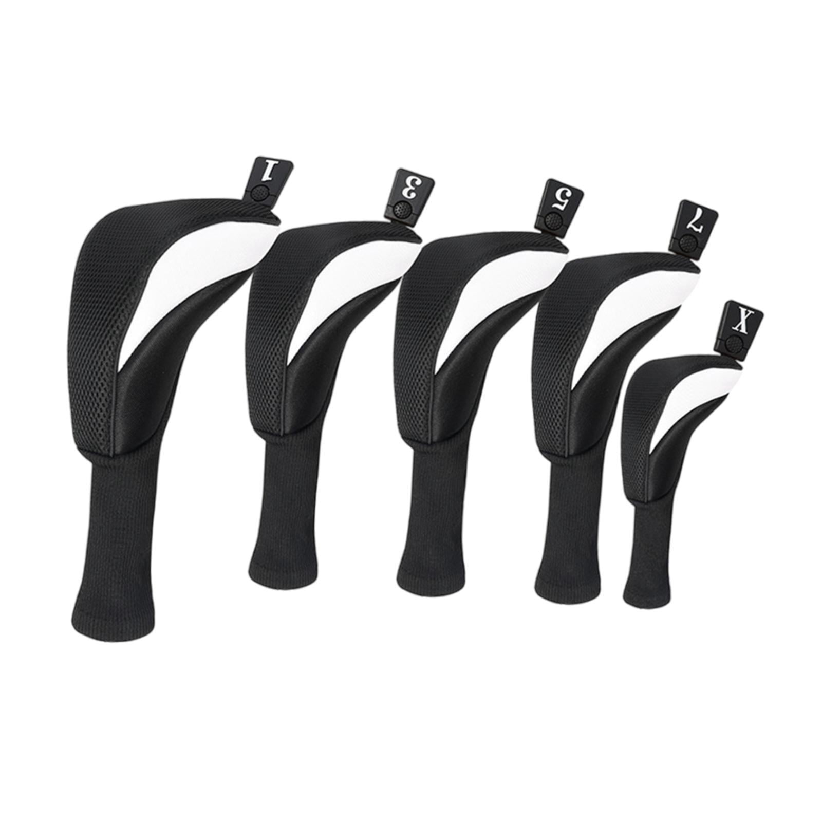 Baoblaze 5 Pieces Golf covers Golf Club Head Cover for Men Women Golfer Gift Black