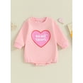 thumbnail image 2 of Suealasg Baby Girl Valentines Day Outfits 3M 6M 12M 18M Newborn  Long Sleeve Heart Print Romper Infant Girl Spring One Piece Bodysuit, 2 of 9