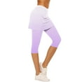 thumbnail image 2 of Womens Golf Athletic Skorts Capris Gradient Yoga Tennis Skirted Leggings Gym Active High Waist Legging with Skirts Purple, M, 2 of 6