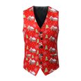thumbnail image 3 of Nuevo Chaleco de traje con estampado navideño para hombre, vestido de fiesta de banquete de boda, chaqueta con cuello en V, chaleco, 3 of 5