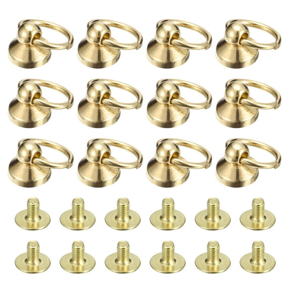 6x10mm Ball Head Stud Rivets Screw Back with O Ring, 12Pack Button Nipple Rivet, Gold Tone