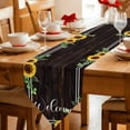 thumbnail image 2 of Table Runners 108 Inches Long, Yellow Sunflowers Cotton Linen Kitchen Dining Coffee Table Runner for Party Home Decor, Botanical Eucalyptus Leaf Wooden Grain Tabletop Dresser Scarves 13x108 Inch, 2 of 9