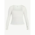 thumbnail image 6 of Scoop Women’s Ribbed Square Neck Top with Long Sleeves, Sizes XS-XXL, 6 of 6