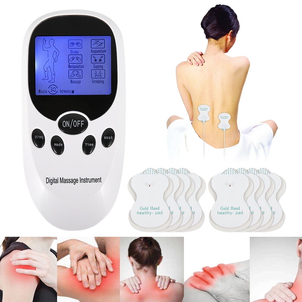 Electronic Pulse Massage Neck and Back Massager Muscle Stimulator - Therapy Pulse Electrical Massager Electronic Body Massage Device, Digital Tens Unit 8 Modes 8 Pads Pain Relief Machine