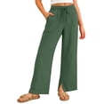thumbnail image 2 of HCYSFG Uniform Pants For Girls Back To School Solid Color Elastic Waist Side Pocket Wide Leg Trousers Casual School Wear Pants, 2 of 9
