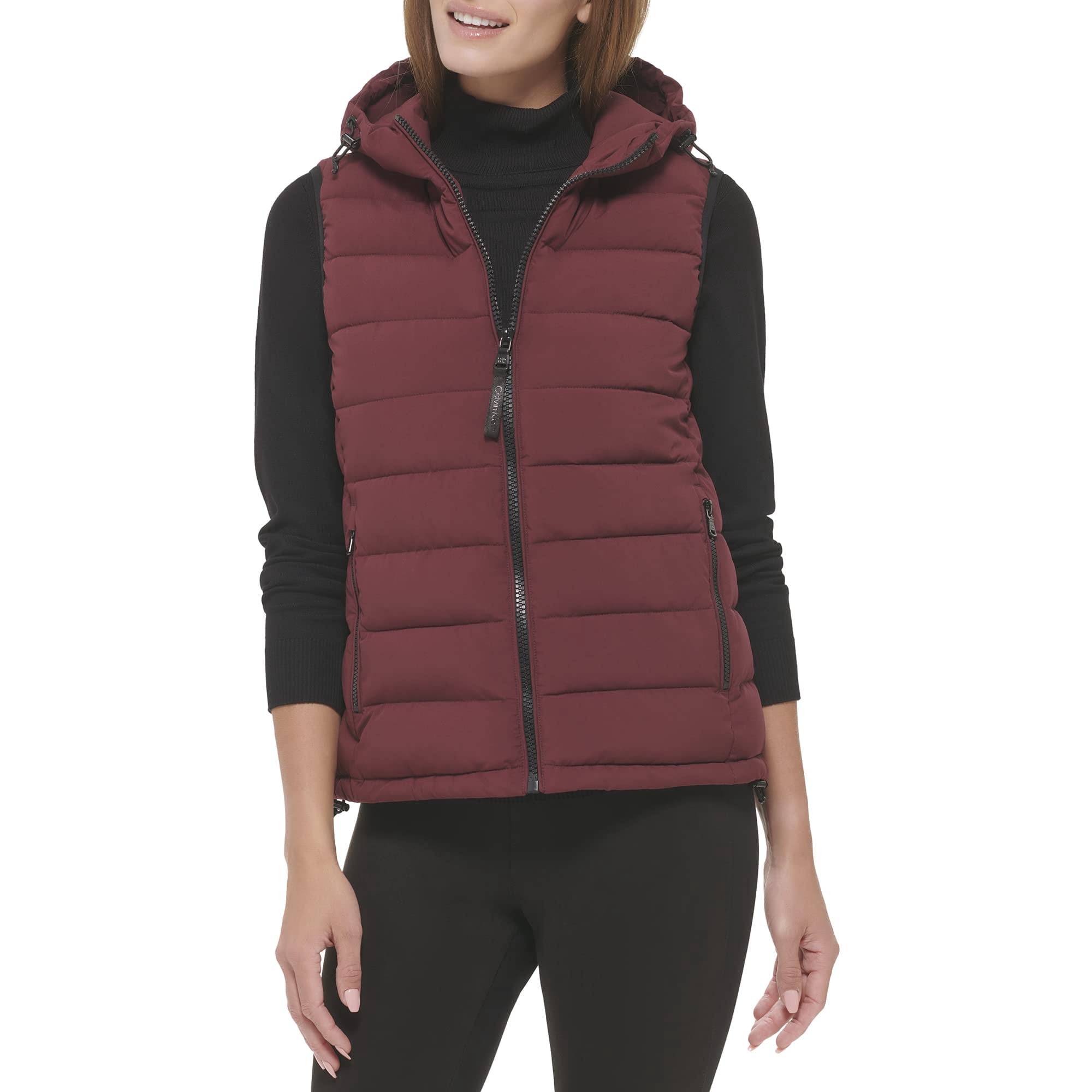 Calvin Klein Women's Hooded Casual Stretch Fabric Quilted Vest, Oxblood,  Small | Walmart Canada
